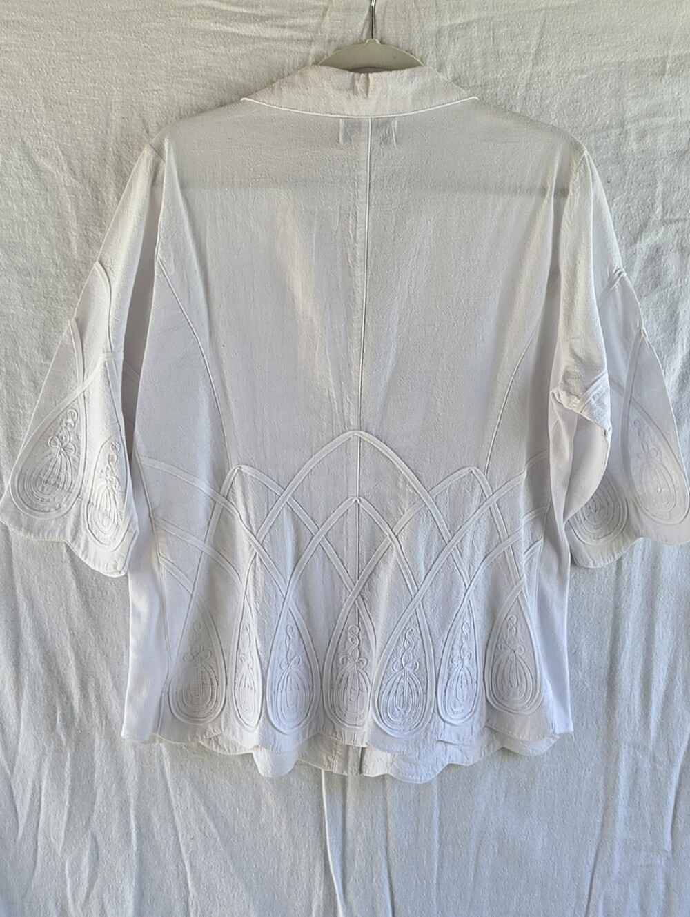 Peck & Peck White Embroidered Button-Down Blouse Cotton Tailored Fit Womens Sz L - Picture 10 of 11